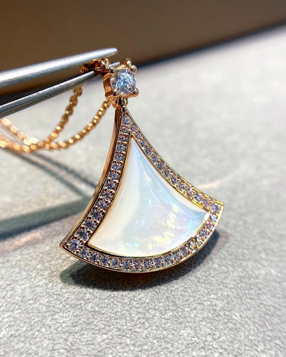 [Clover Jewelery]DREAM MOP DIAMOND PAVED PINK GOLD NECKLACE