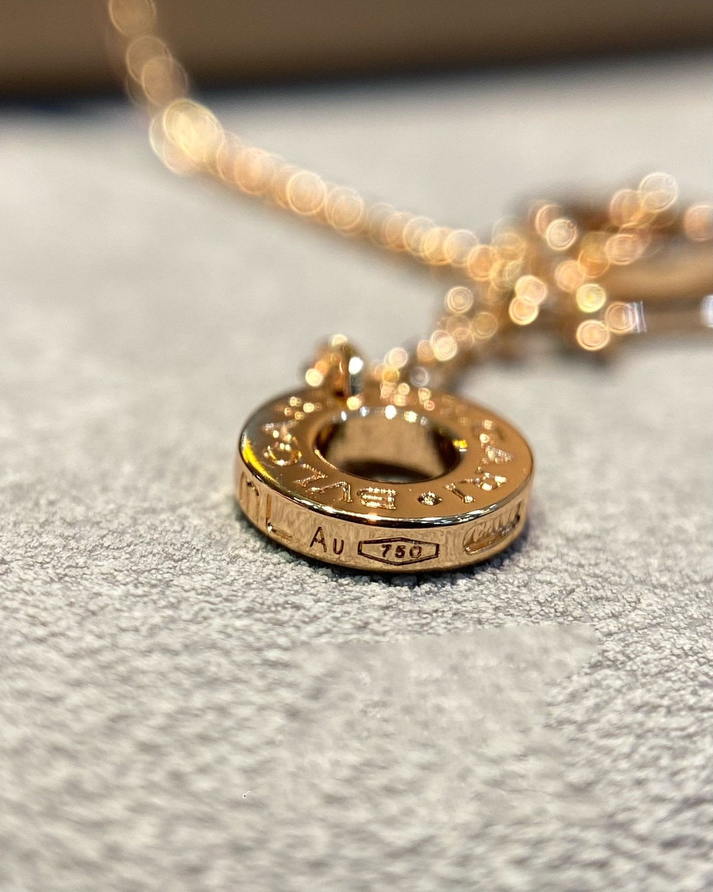 [Clover Jewelery]DREAM MOP DIAMOND PAVED PINK GOLD NECKLACE