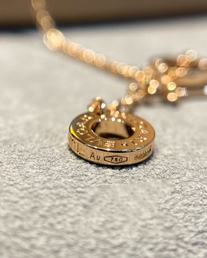 [Clover Jewelery]DREAM MOP DIAMOND PAVED PINK GOLD NECKLACE