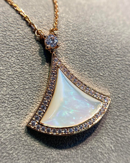 [Clover Jewelery]DREAM MOP DIAMOND PAVED PINK GOLD NECKLACE