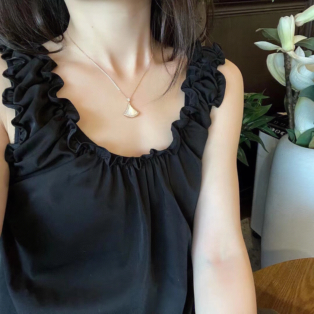 [Clover Jewelery]DREAM MOP DIAMOND PAVED PINK GOLD NECKLACE