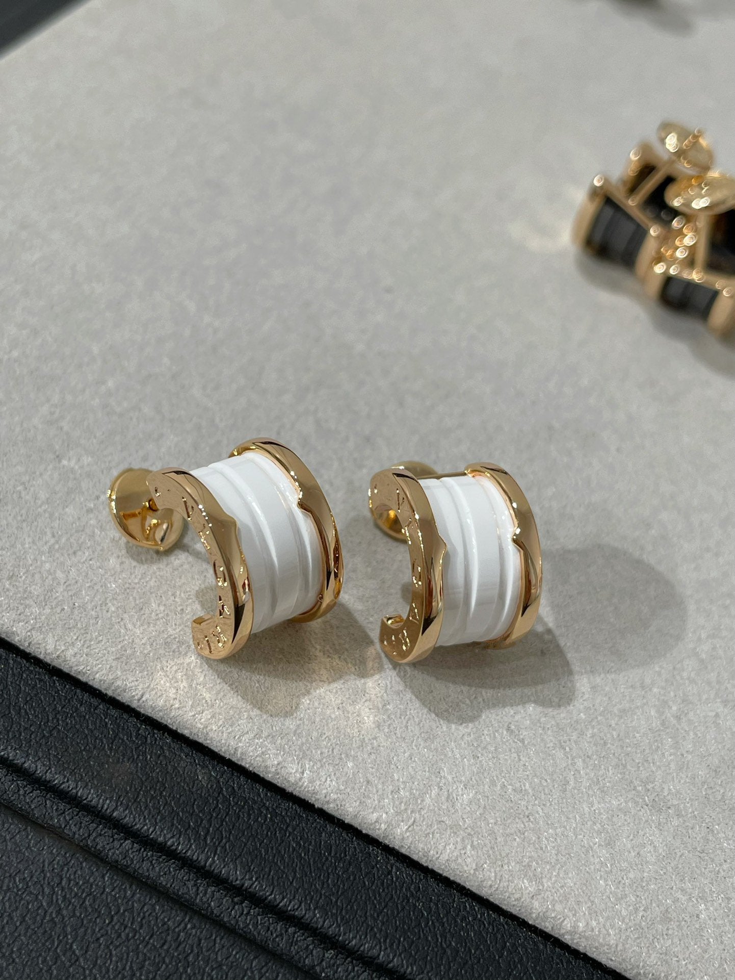 [Clover Jewelery]ZERO 1 PINK GOLD CERAMIC EARRINGS