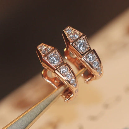 [Clover Jewelery]SERPENT PINK GOLD DIAMOND EARRINGS