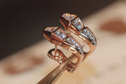 [Clover Jewelery]SERPENT PINK GOLD DIAMOND EARRINGS