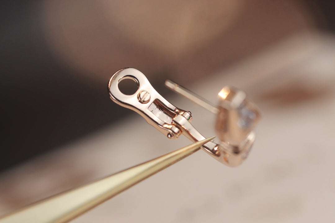 [Clover Jewelery]SERPENT PINK GOLD DIAMOND EARRINGS