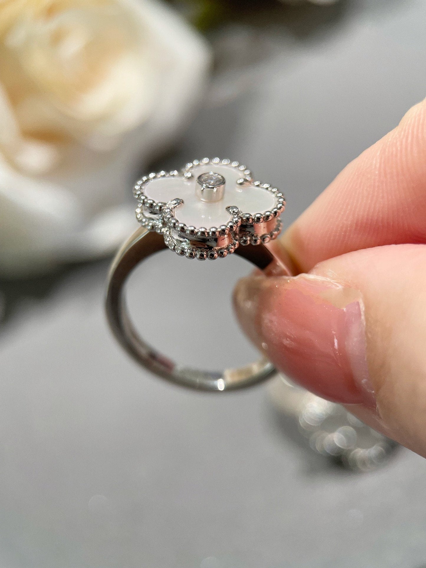 [Clover Jewelery]CLOVER SILVER MOP DIAMOND RING