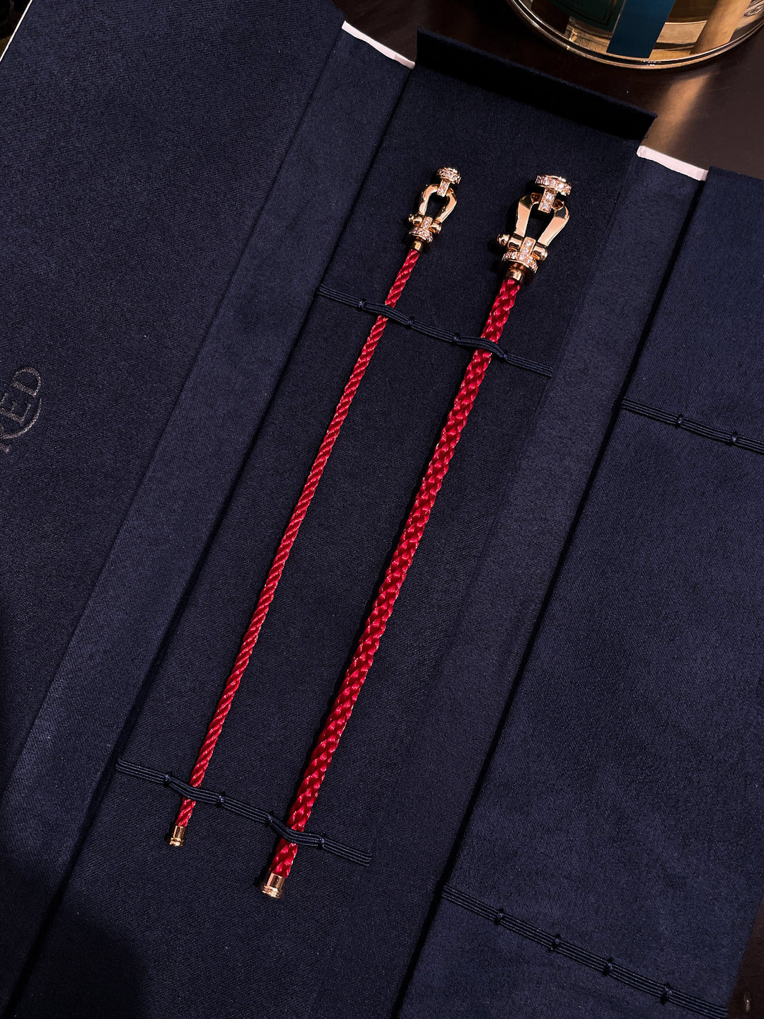 [Clover Jewelery]FORCE 10 HALF DIAMOND PINK GOLD RED CORDERI LARGE AND MEDIUM MODEL