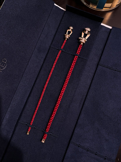 [Clover Jewelery]FORCE 10 HALF DIAMOND PINK GOLD RED CORDERI LARGE AND MEDIUM MODEL