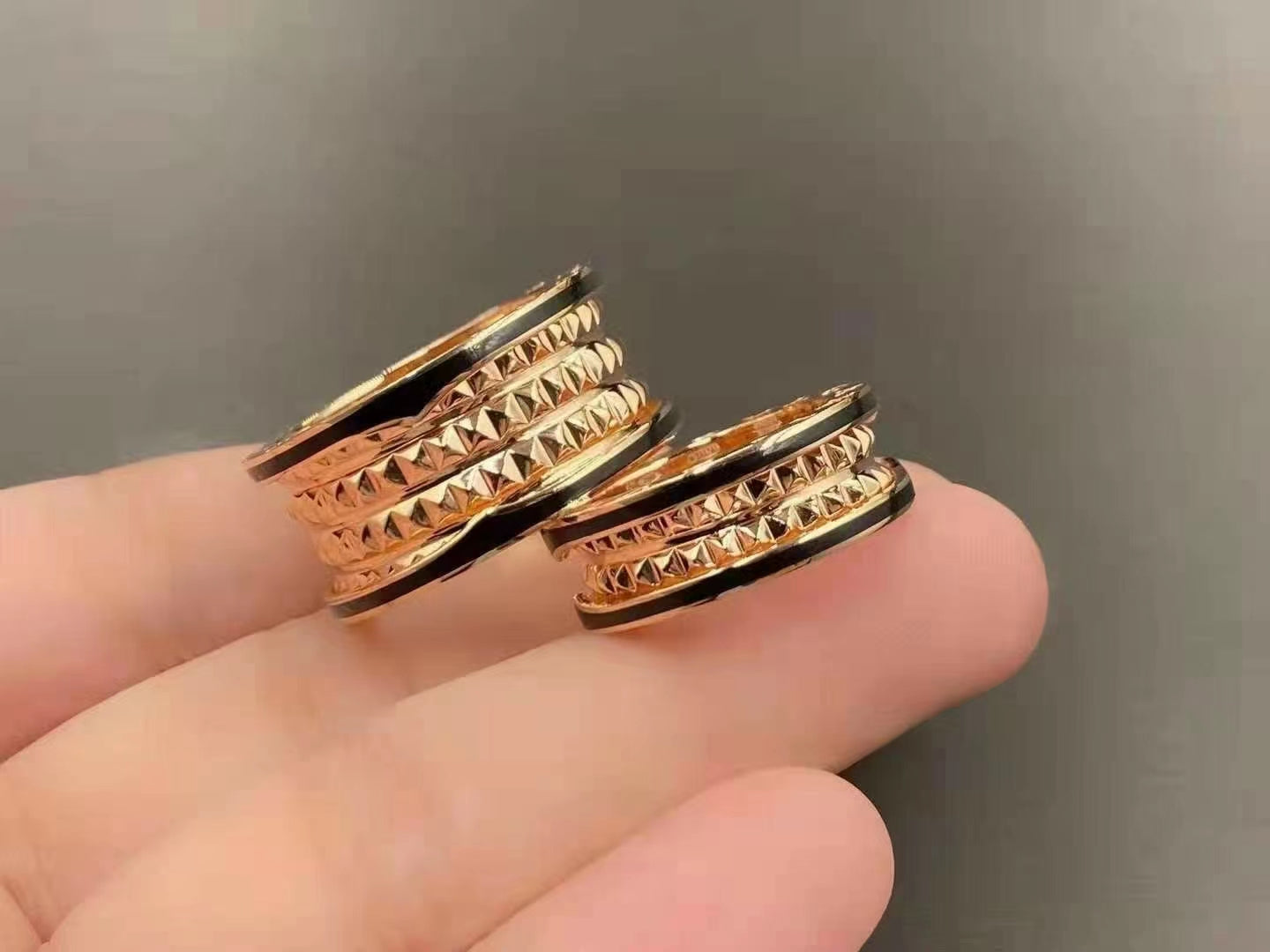 [Clover Jewelery]ZERO 1 ROCK BLACK CERAMIC PINK GOLD LARGE MODEL