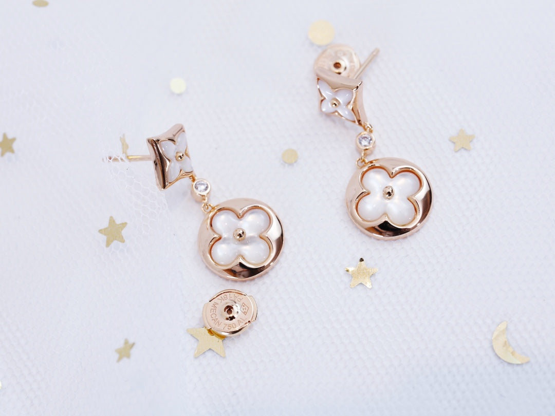 [Clover Jewelery]STAR AND SUN PINK GOLD MOP DROP EARRINGS