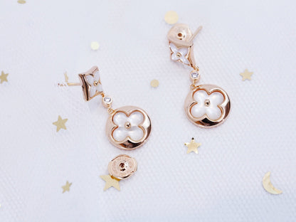 [Clover Jewelery]STAR AND SUN PINK GOLD MOP DROP EARRINGS