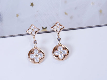 [Clover Jewelery]STAR AND SUN PINK GOLD MOP DROP EARRINGS