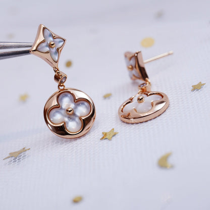 [Clover Jewelery]STAR AND SUN PINK GOLD MOP DROP EARRINGS
