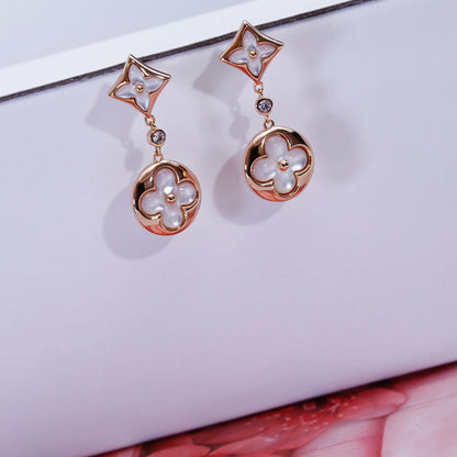 [Clover Jewelery]STAR AND SUN PINK GOLD MOP DROP EARRINGS