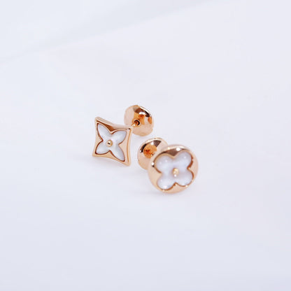 [Clover Jewelery]STAR AND SUN PINK GOLD MOP STUD EARRINGS