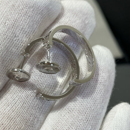 [Clover Jewelery]LOVE DIAMOND SILVER HOOP EARRINGS