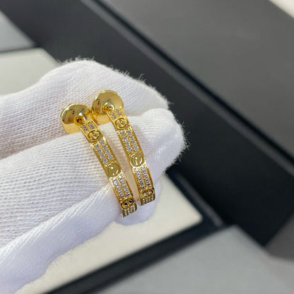 [Clover Jewelery]LOVE DIAMOND GOLD HOOP EARRINGS