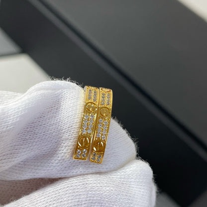 [Clover Jewelery]LOVE DIAMOND GOLD HOOP EARRINGS