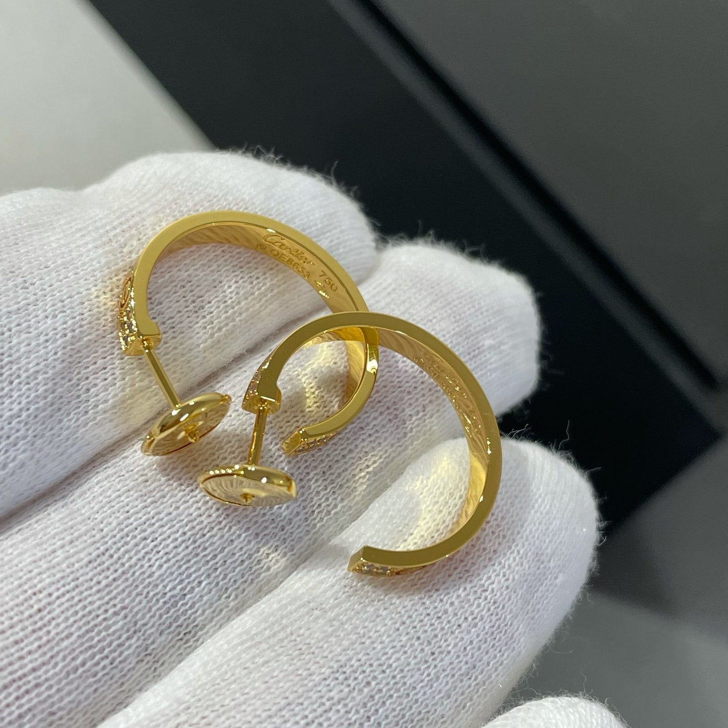[Clover Jewelery]LOVE DIAMOND GOLD HOOP EARRINGS