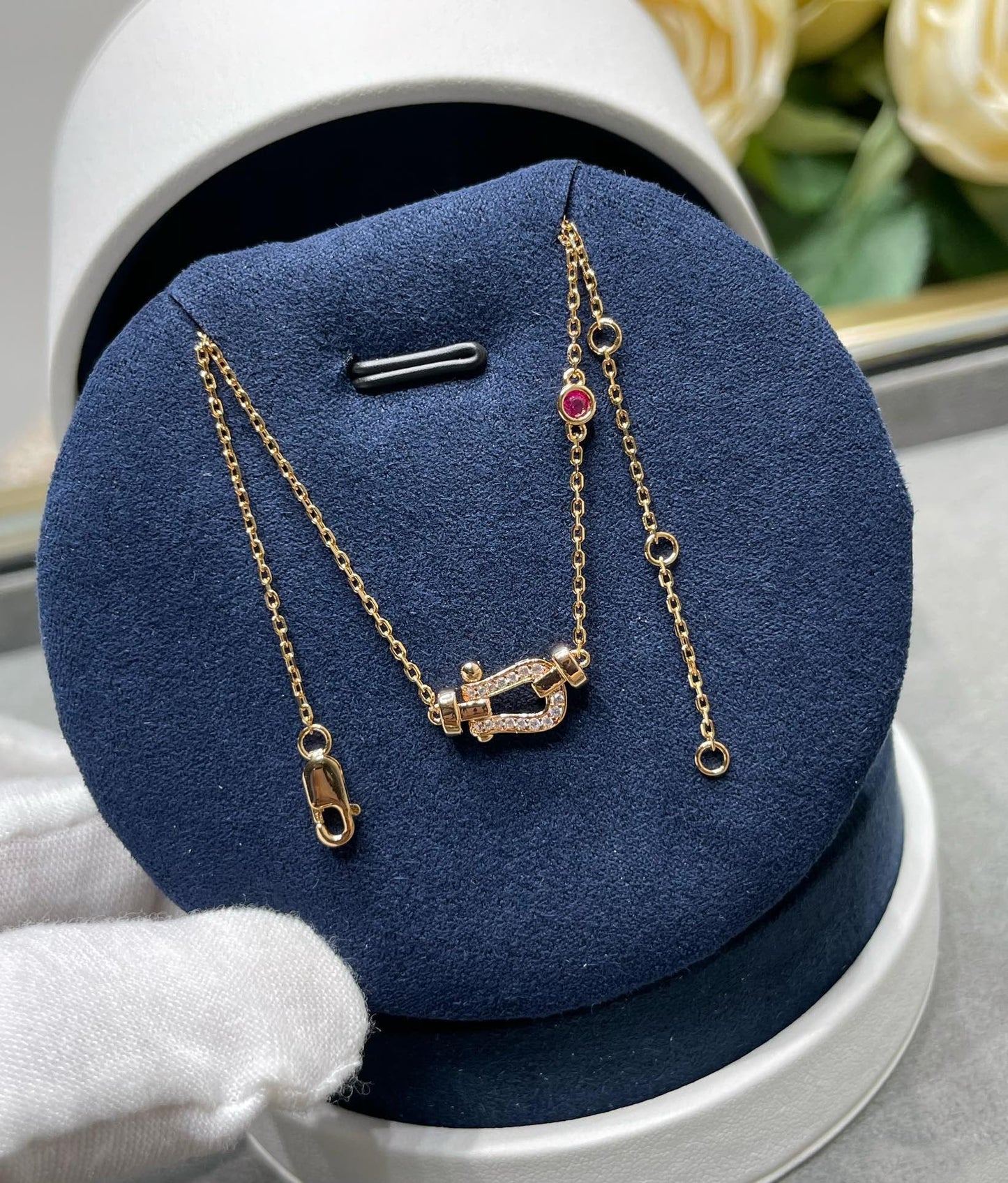 [Clover Jewelery]FORCE 10 DIAMOND PINK GOLD NECKLACE