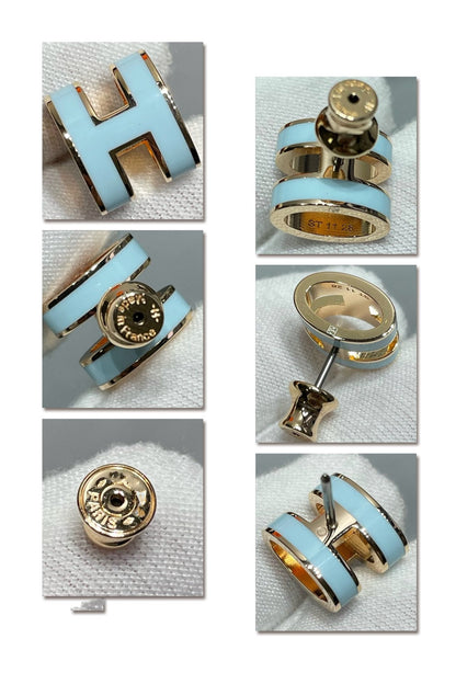 [Clover Jewelery]POP H SKY BLUE STUD EARRINGS