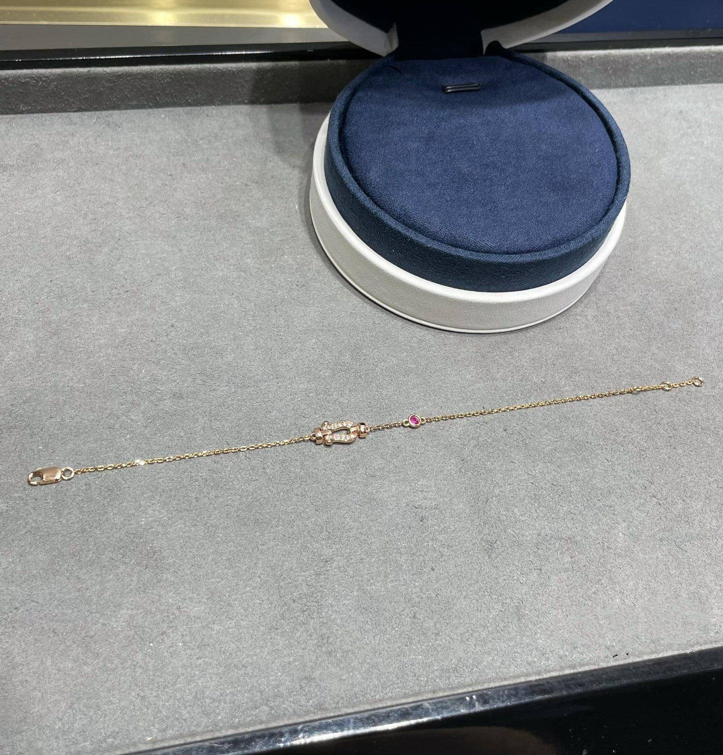 [Clover Jewelery]FORCE 10 DIAMOND CHAIN LINK PINK GOLD BRACELET