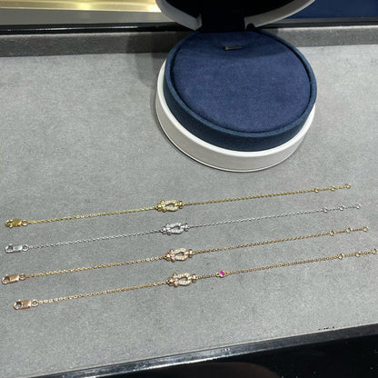 [Clover Jewelery]FORCE 10 DIAMOND CHAIN LINK PINK GOLD BRACELET