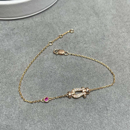 [Clover Jewelery]FORCE 10 DIAMOND CHAIN LINK PINK GOLD BRACELET
