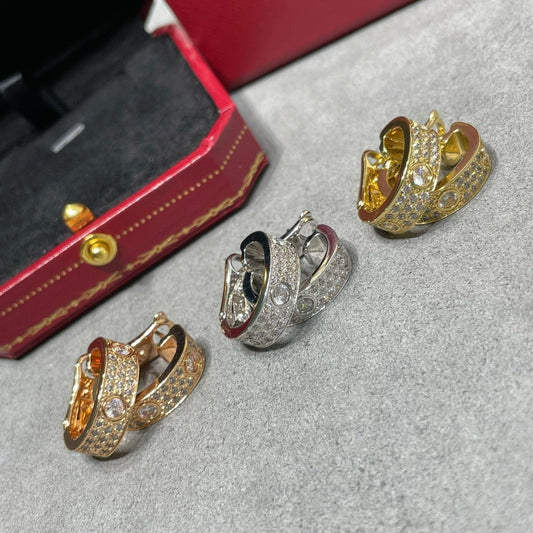 [Clover Jewelery]LOVE 5.5MM DIAMOND PAVED EARRINGS