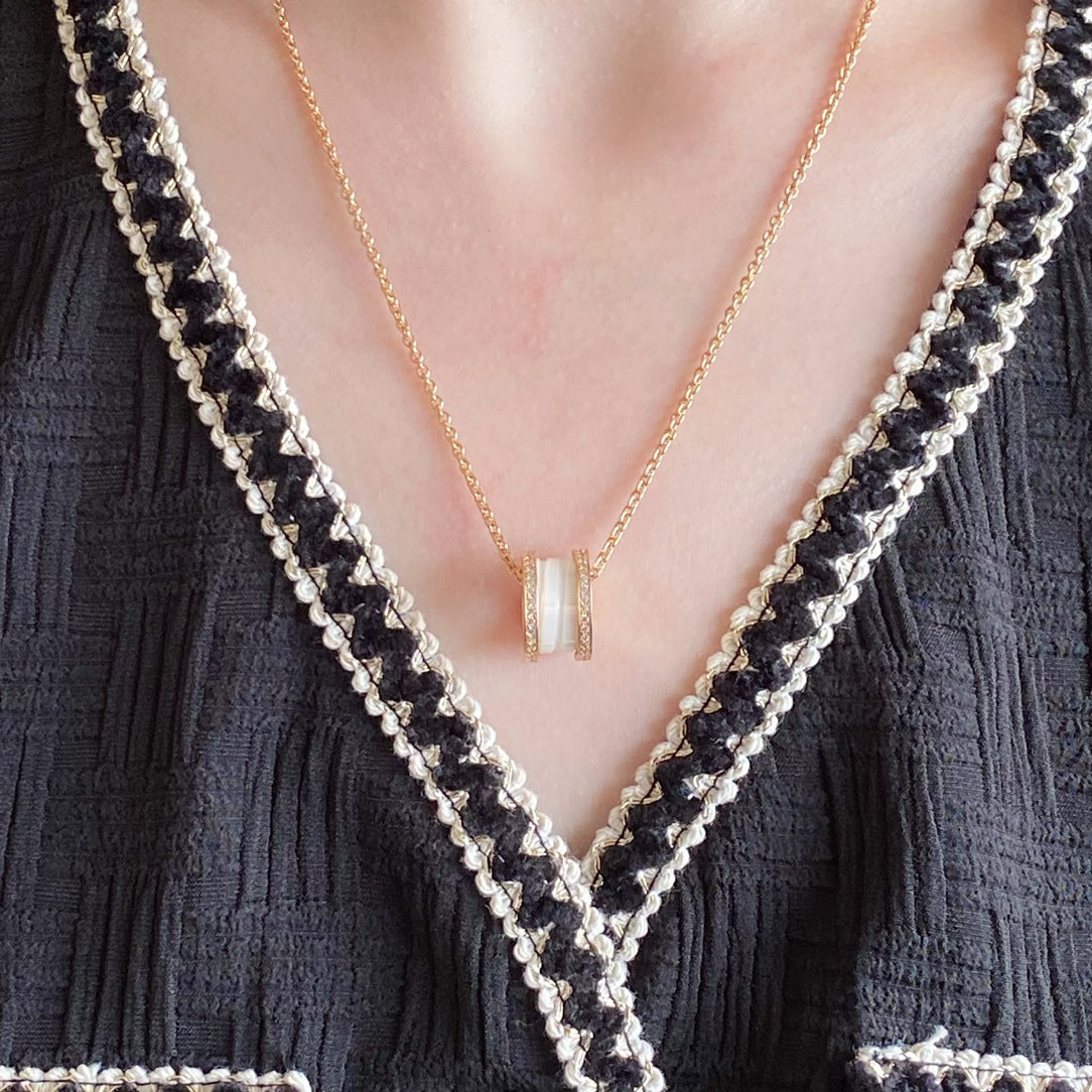 [Clover Jewelery]ZERO 1 DIAMOND CERAMIC NECKLACE