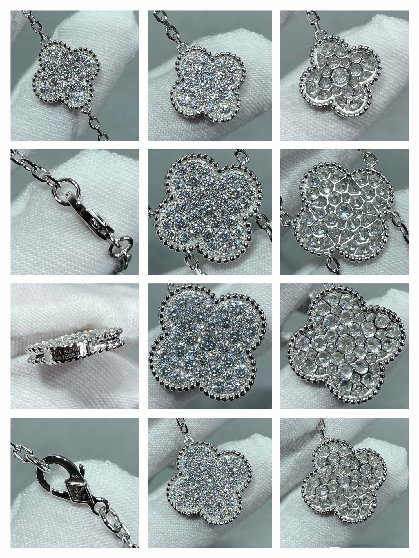 [Clover Jewelery]CLOVER 6 MOTIF DIAMOND PAVED NECKLACE