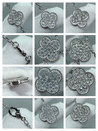 [Clover Jewelery]CLOVER 6 MOTIF DIAMOND PAVED NECKLACE