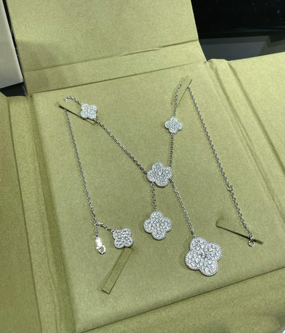 [Clover Jewelery]CLOVER 6 MOTIF DIAMOND PAVED NECKLACE