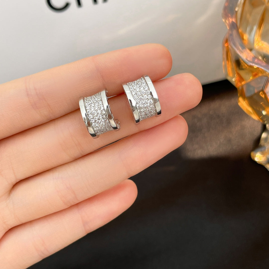[Clover Jewelery]ZERO 1 DIAMOND PAVED EARRINGS