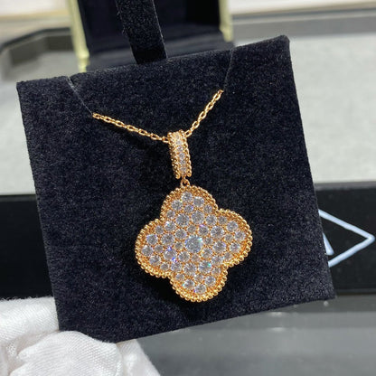 [Clover Jewelery]CLOVER 25MM LARGE PEDANT DIAMOND PAVED LONG NECKLACE