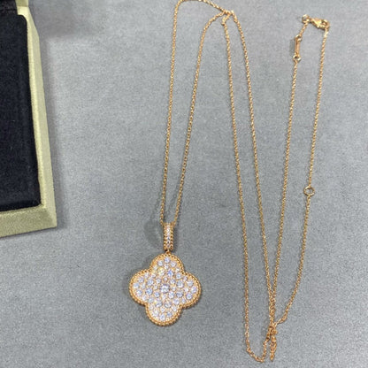 [Clover Jewelery]CLOVER 25MM LARGE PEDANT DIAMOND PAVED LONG NECKLACE