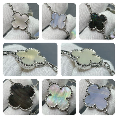 [Clover Jewelery]CLOVER 16 MOTIF CHALCEDONY MOP SILVER NECKLACE