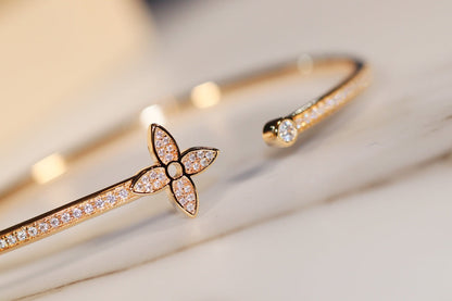 [Clover Jewelery]IDYLLE GOLD OPEN BRACELET DIAMOND PAVED