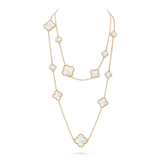 [Clover Jewelery]CLOVER 16 MOTIF WHITE MOP GOLD NECKLACE