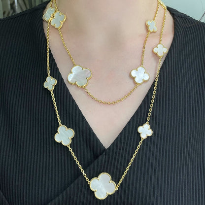 [Clover Jewelery]CLOVER 16 MOTIF WHITE MOP GOLD NECKLACE