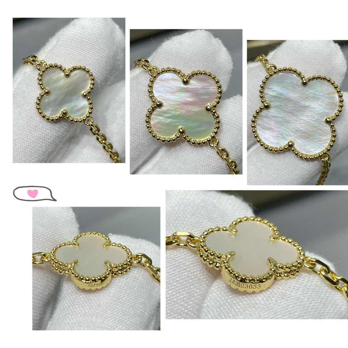 [Clover Jewelery]CLOVER 16 MOTIF WHITE MOP GOLD NECKLACE