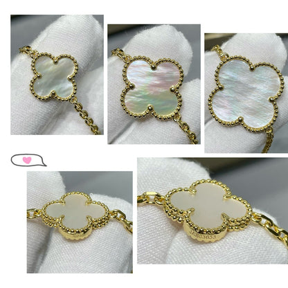 [Clover Jewelery]CLOVER 16 MOTIF WHITE MOP GOLD NECKLACE