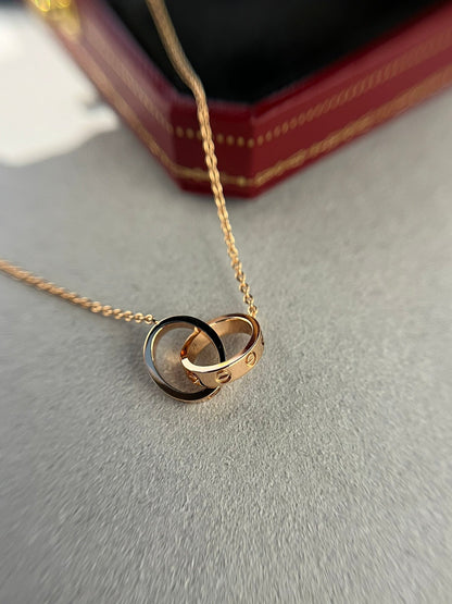 [Clover Jewelery]LOVE NECKLACE DOUBLE RING PINK GOLD