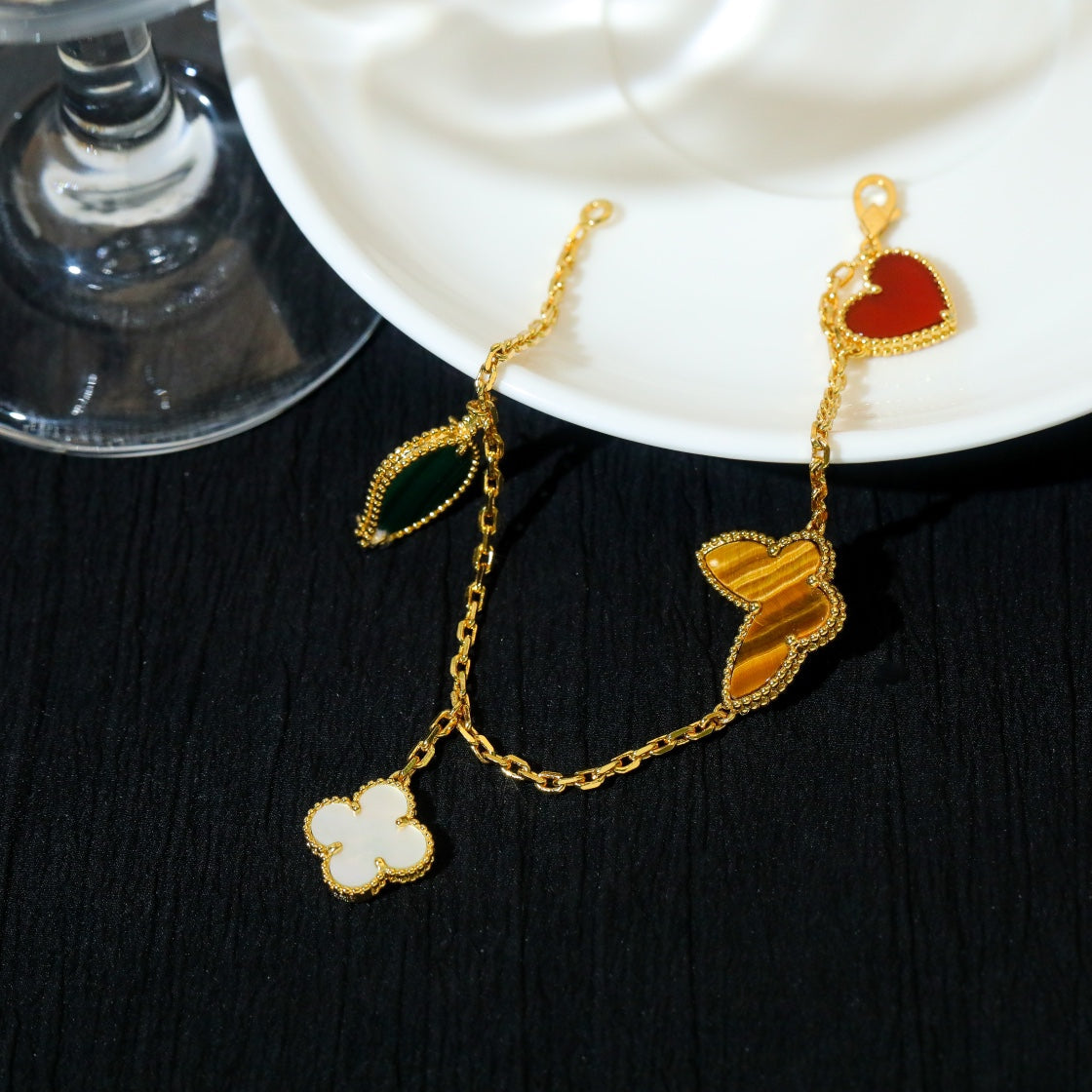 [Clover Jewelery]LUCKY SPRING 5 MOTIF GOLD BRACELET