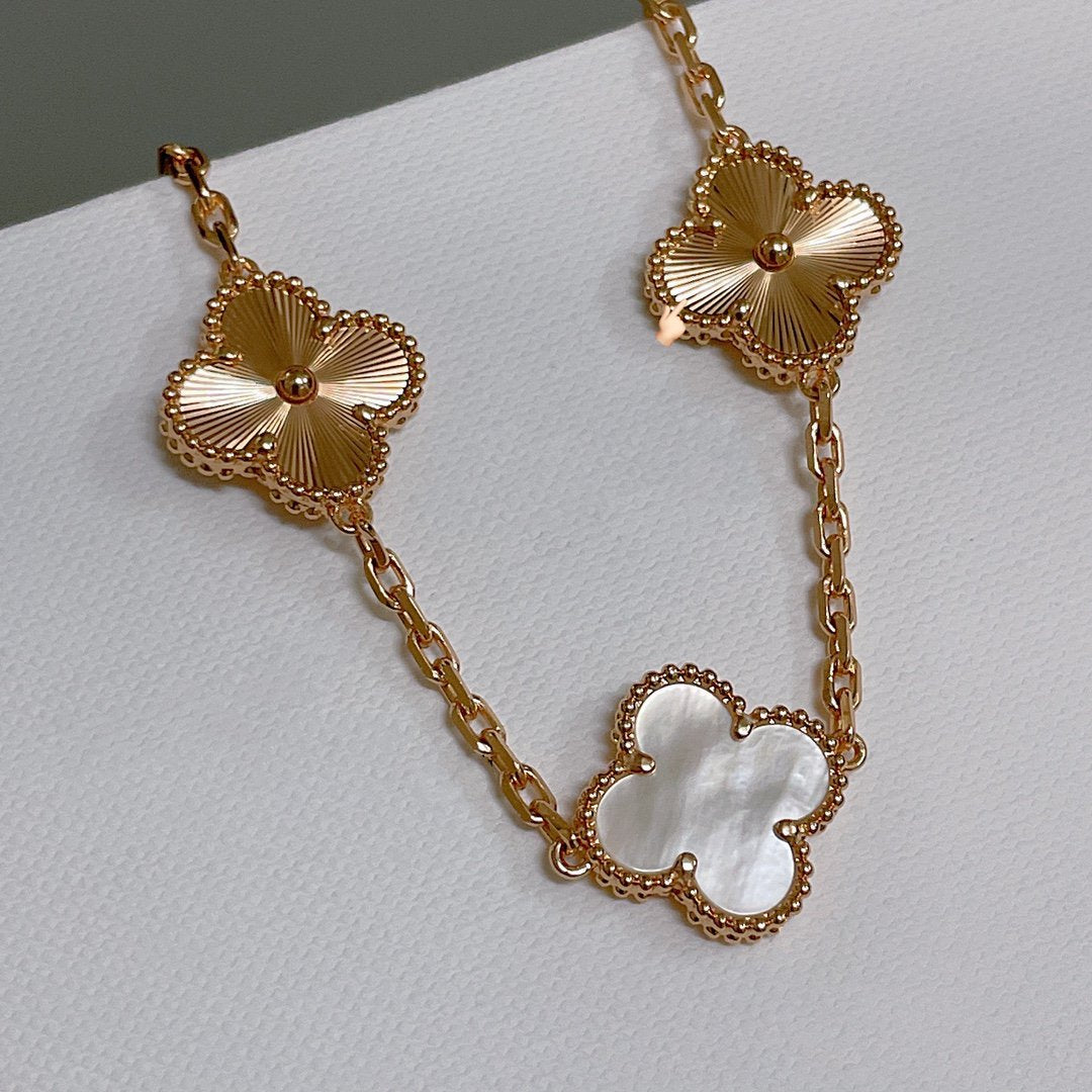 [Clover Jewelery]CLOVER BRACELET 5 MOTIF WHITE MOP PINK GOLD