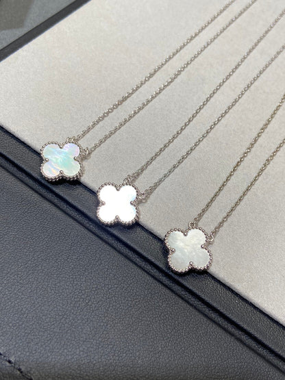 [Clover Jewelery]CLOVER MEDIUM SILVER WHITE MOP NECKLACE