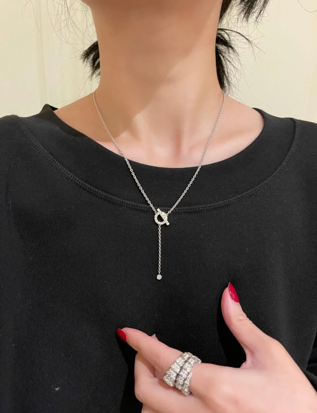 [Clover Jewelery]FINESSE SILVER DIAMOND NECKLACE