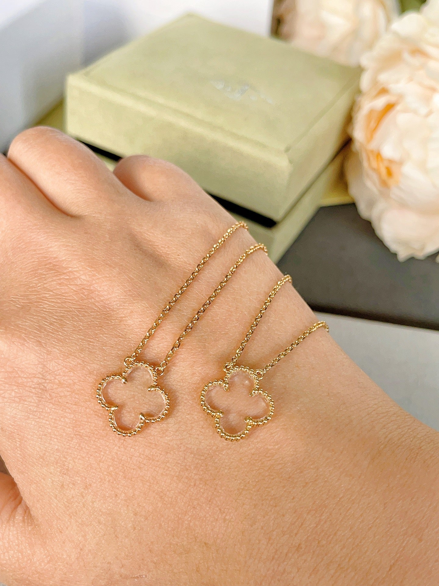 [Clover Jewelery]CLOVER ROCK CRYSTAL ROSE GOLD NECKLACE