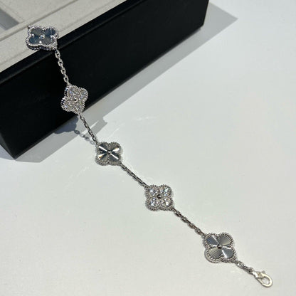[Clover Jewelery]CLOVER 5 MOTIF SILVER DIAMOND BRACELET