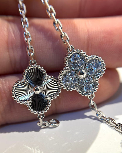 [Clover Jewelery]CLOVER 5 MOTIF SILVER DIAMOND BRACELET